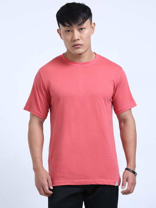 DUJE-Men's Daily Wear T-Shirt | Pastel Red
