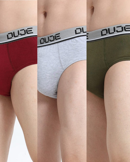 DUJE-Men’s Brief OE - 3-Pack Combo – Maroon, Grey & Green
