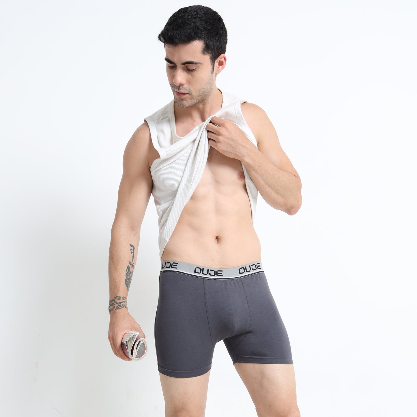 DUJE-Men’s Classic Trunk Lycra -1-Piece – Grey