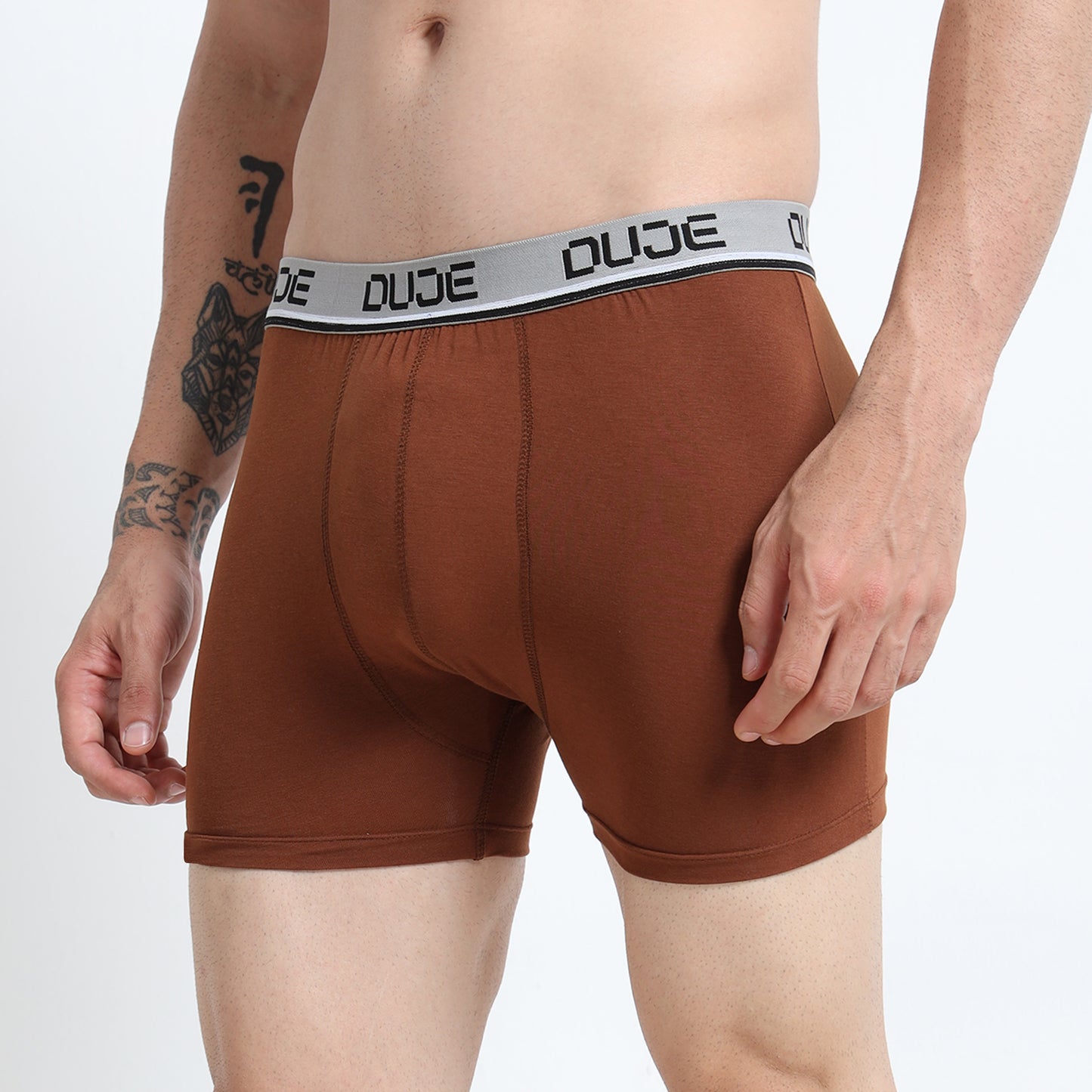 DUJE-Men’s Classic Trunk Lycra-1-Piece – Brown