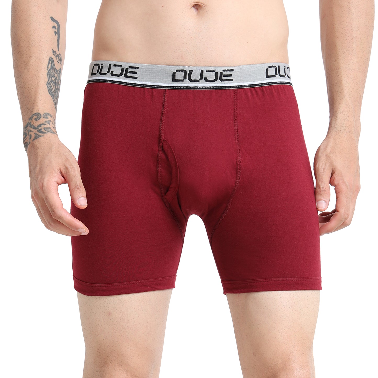 DUJE - Men’s Regular Trunks with Outer Elastic - 3-Pack Combo  – Pink, Maroon & Blue