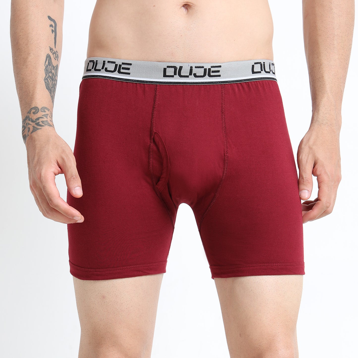 DUJE - Men’s Regular Trunks with Outer Elastic - 3-Pack Combo  – Pink, Maroon & Blue