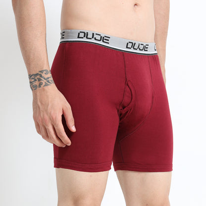 DUJE - Men’s Regular Trunks with Outer Elastic - 3-Pack Combo  – Pink, Maroon & Blue