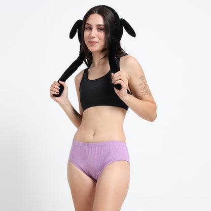 DUJE-Women’s Plain Panties-3-Pack Combo – Peach, Green & Purple