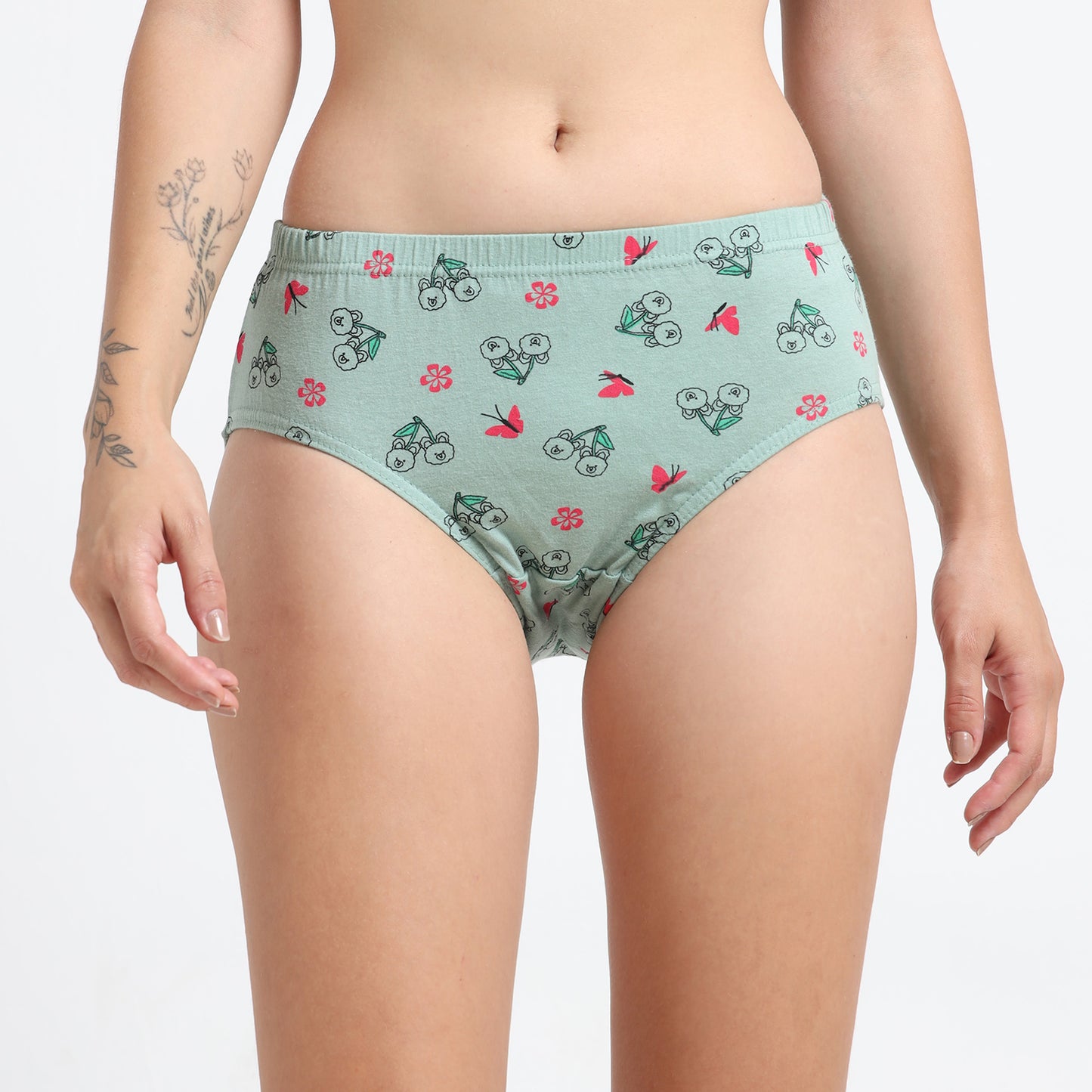 DUJE-Women’s Printed Panties -3-Pack Combo – Green, Blue & Purple