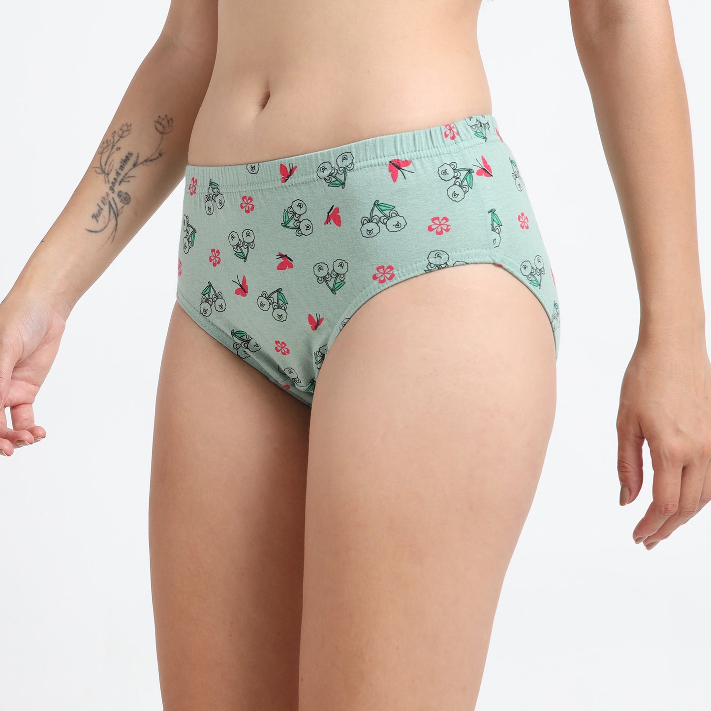 DUJE-Women’s Printed Panties -3-Pack Combo – Green, Black & Blue