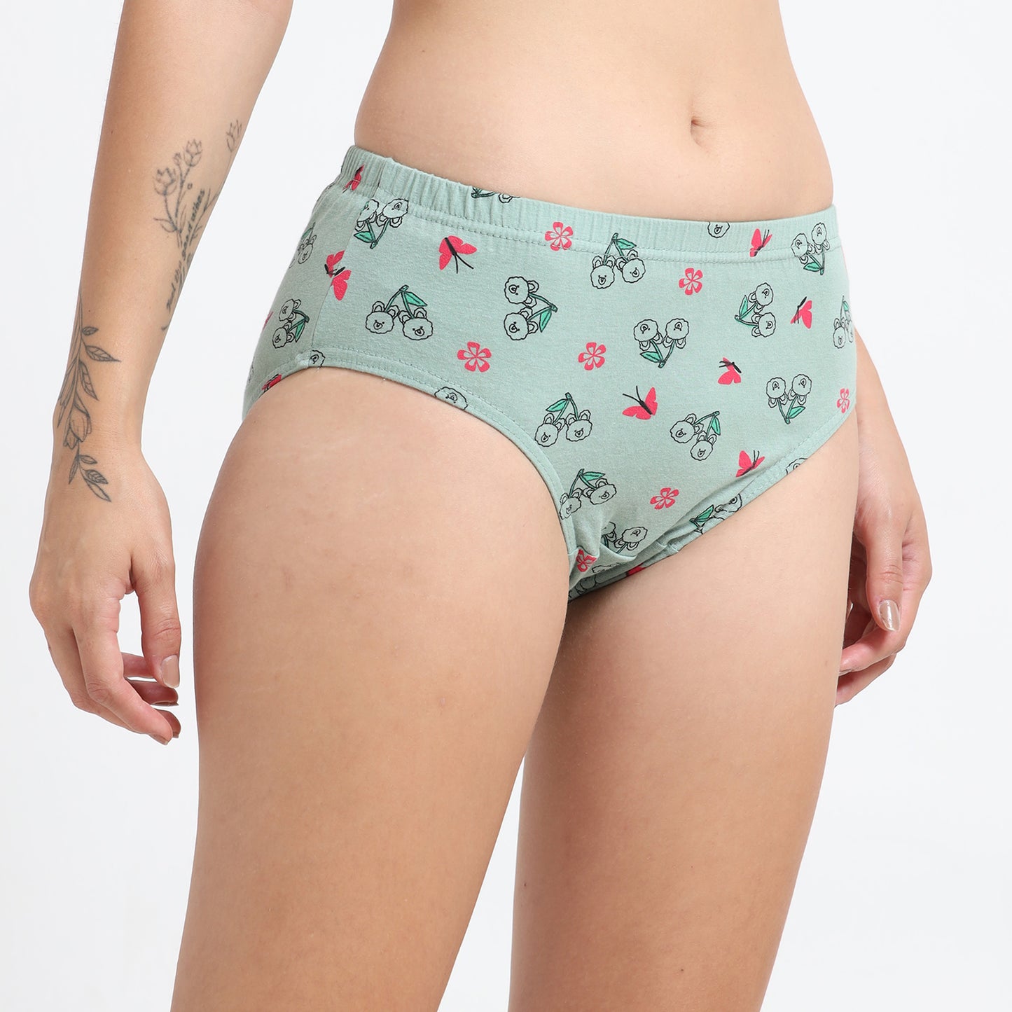 DUJE- Women’s Printed Panties -3-Pack Combo – Green, Black & Orange