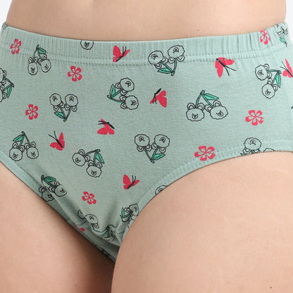 DUJE-Women’s Printed Panties -3-Pack Combo – Green, Blue & Purple