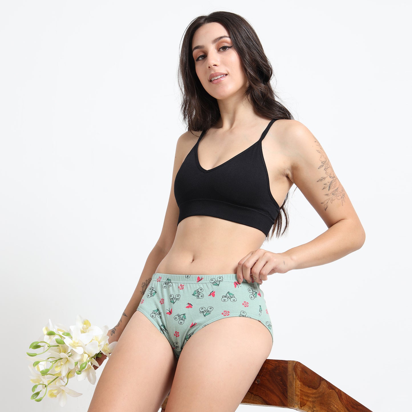 DUJE-Women’s Printed Panties -3-Pack Combo – Green, Blue & Purple