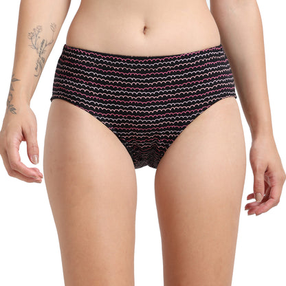 DUJE- Women’s Printed Panties -3-Pack Combo – Green, Black & Orange