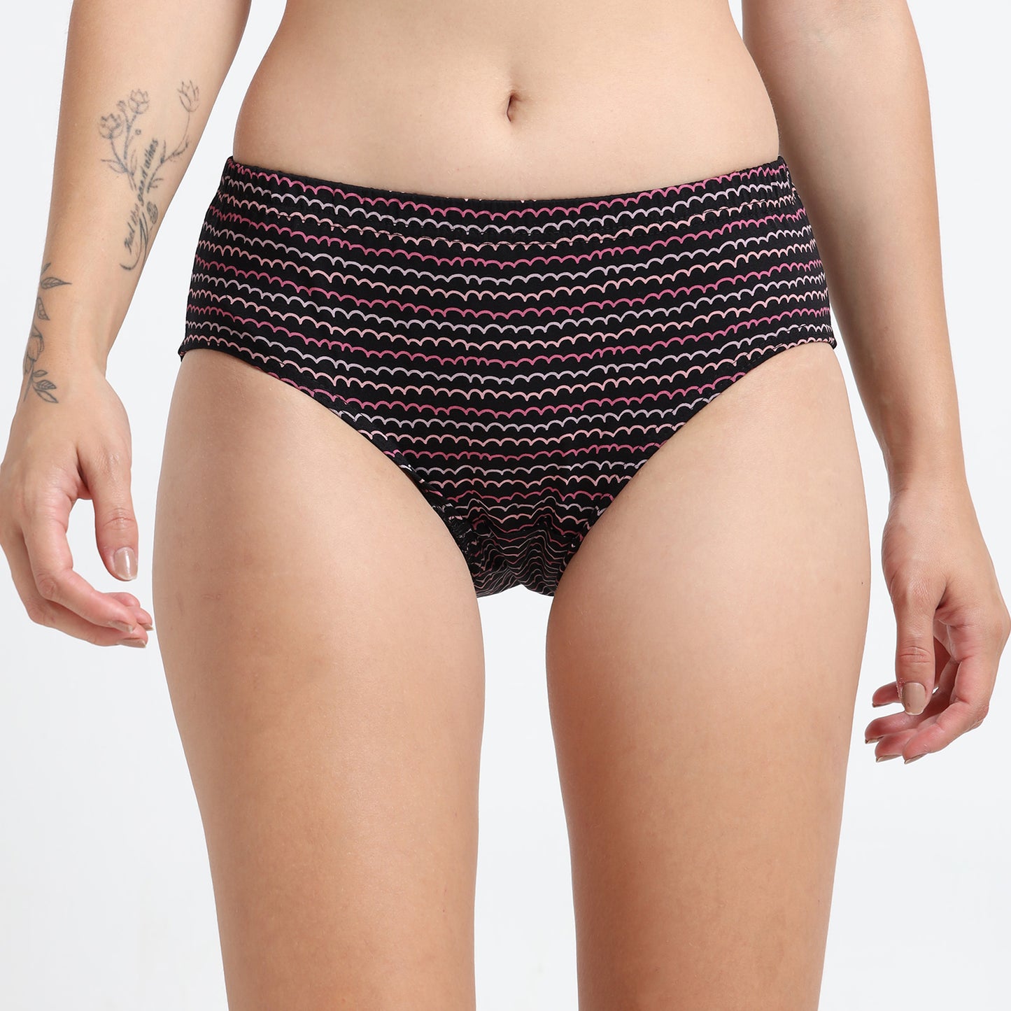 DUJE-Women’s Printed Panties -3-Pack Combo – Green, Black & Purple