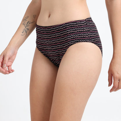 DUJE- Women’s Printed Panties -3-Pack Combo – Green, Black & Orange