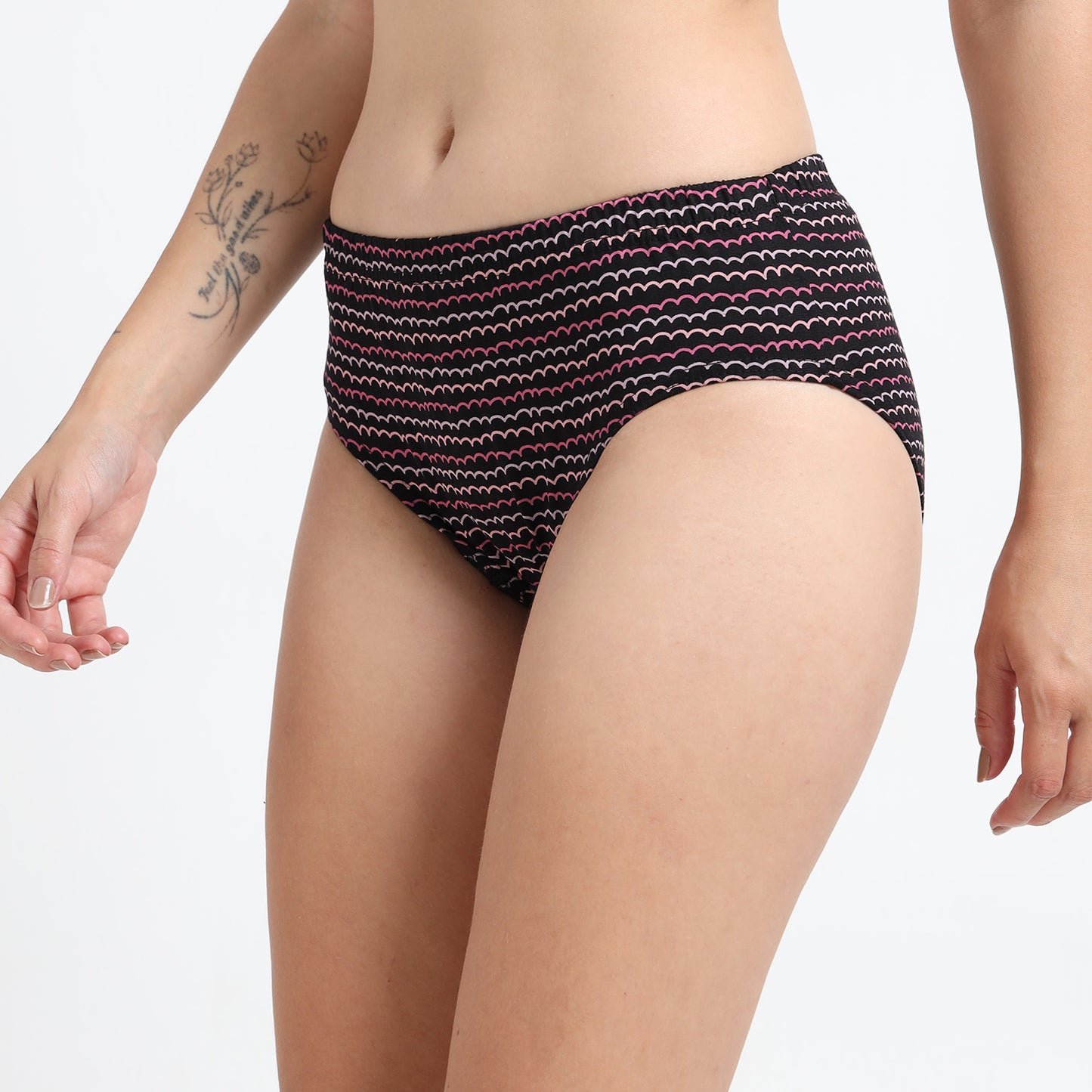 DUJE-Women’s Printed Panties -3-Pack Combo – Green, Black & Purple