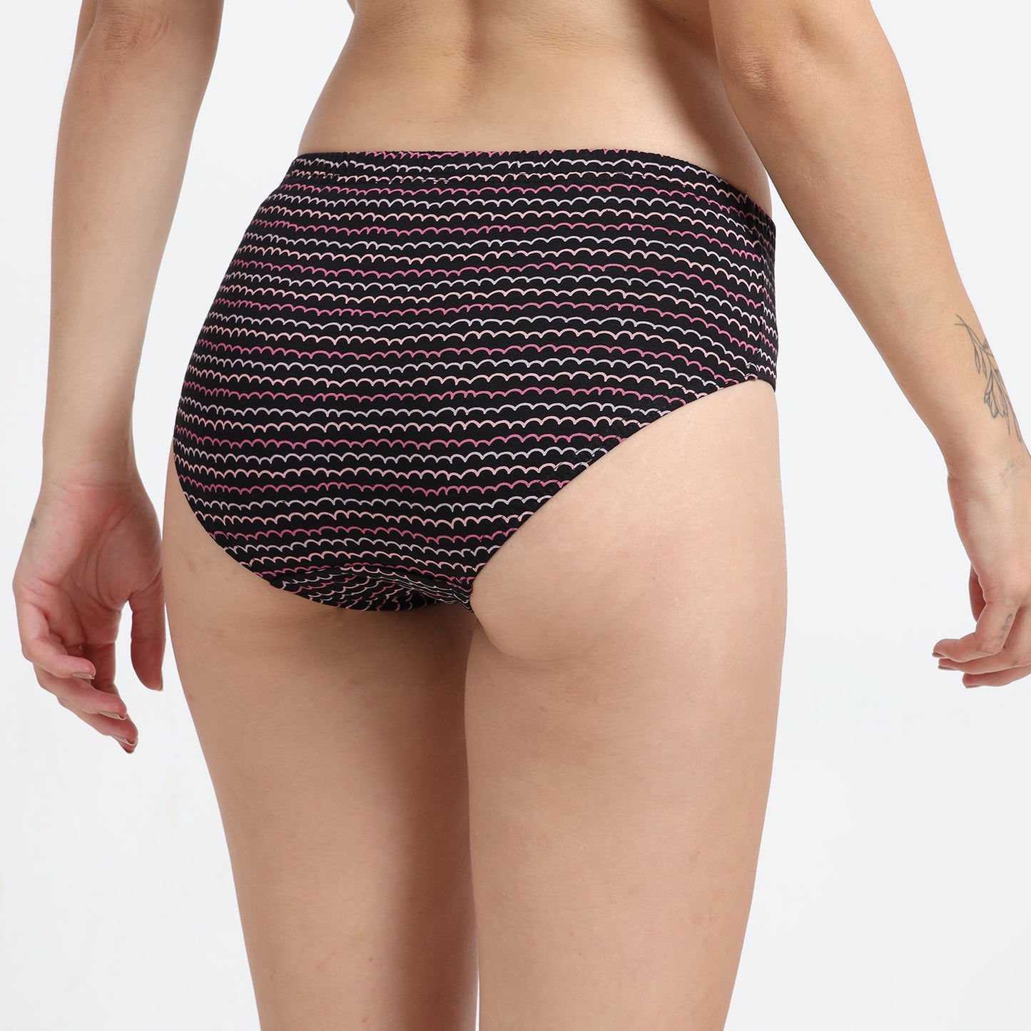 DUJE-Women’s Printed Panties -3-Pack Combo – Green, Black & Purple