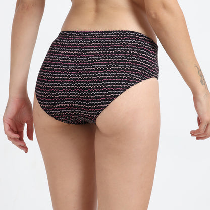 DUJE-Women’s Printed Panties -3-Pack Combo – Green, Black & Purple