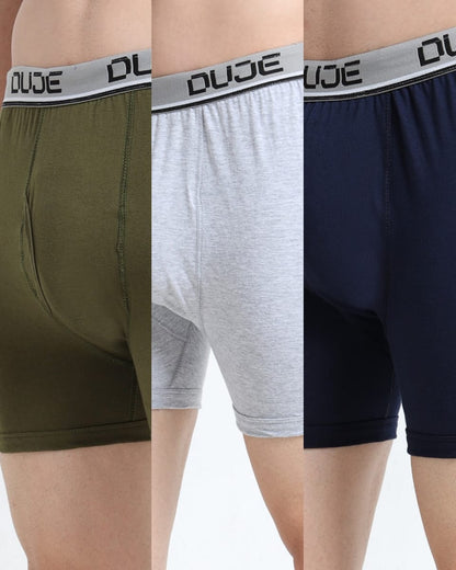 DUJE-Men’s Regular Trunks OE - 3 Pack Combo – Green, Grey & Blue