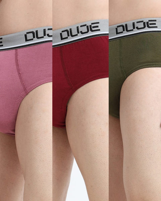 DUJE-Men’s Brief OE - 3-Pack Combo – Pink, Maroon & Green