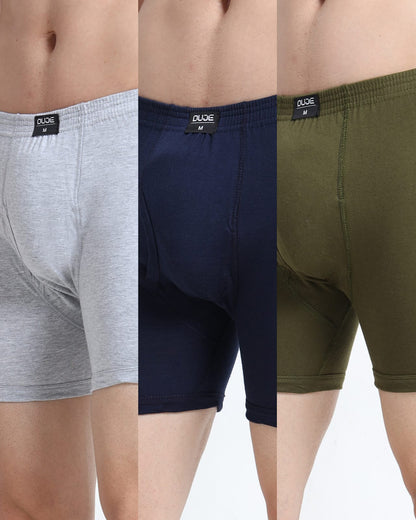 DUJE - Men’s Regular Trunks - 3-Pack Combo  – Green, Blue & Grey