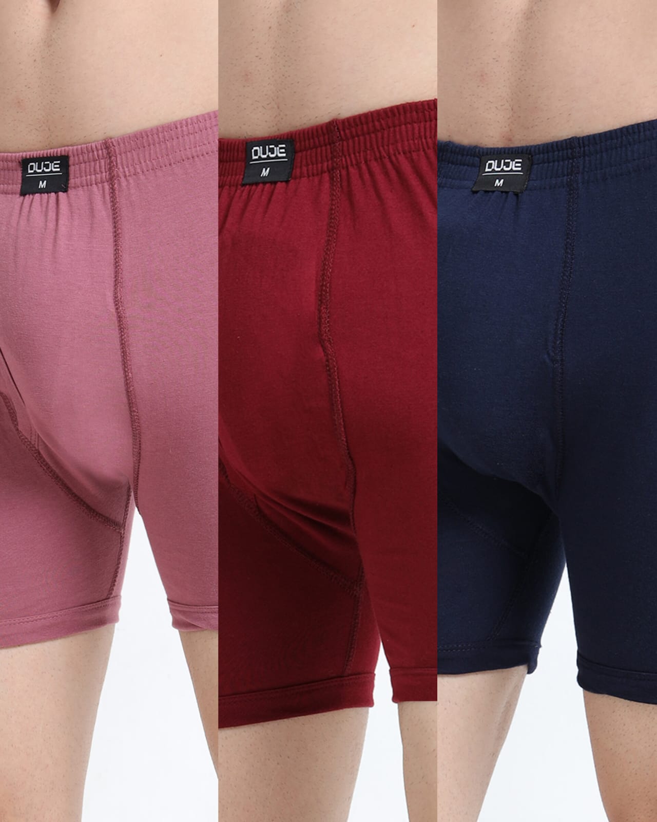 DUJE-Men’s Regular Trunks - 3-Pack Combo – Pink, Maroon & Blue