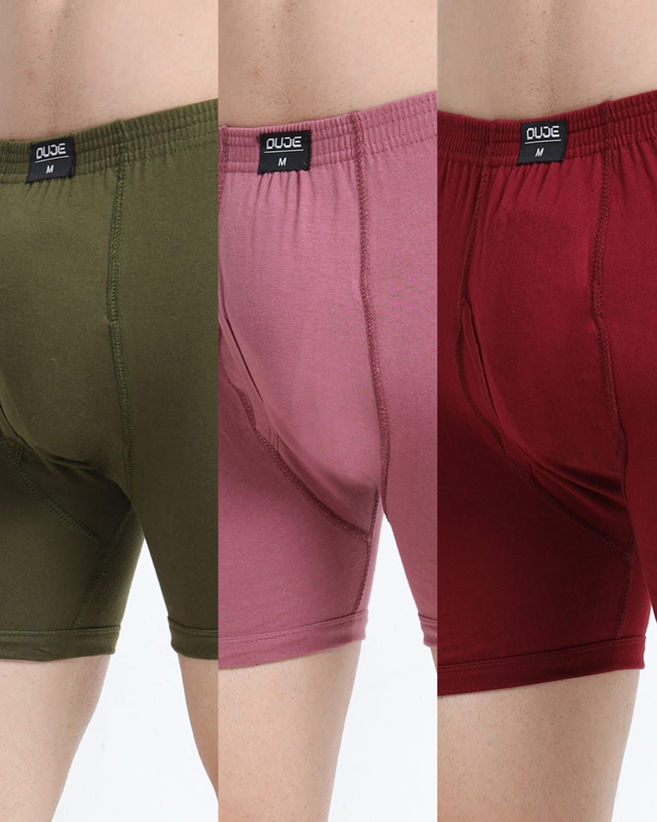 DUJE-Men’s Regular Trunks - 3-Pack Combo – Green, Pink & Maroon