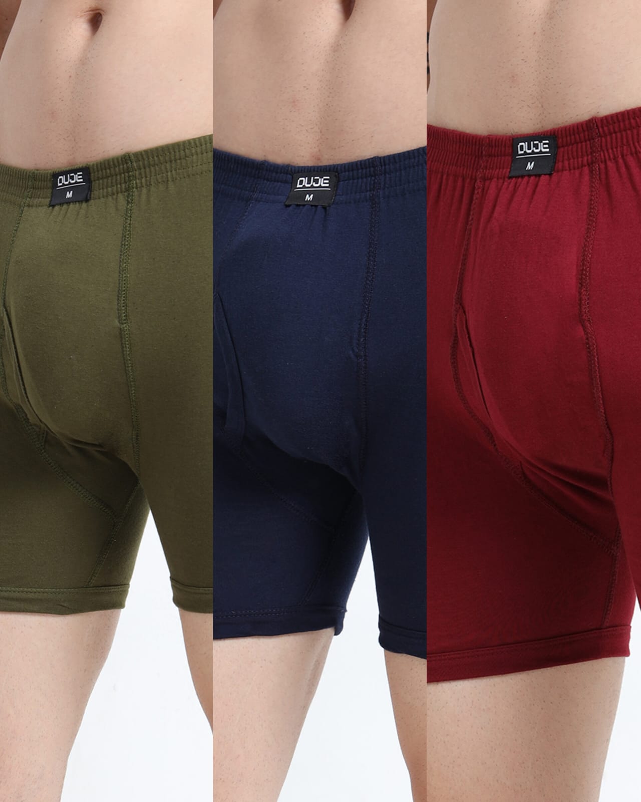 DUJE- Men’s Regular Trunks -3-Pack Combo – Green, Blue & Maroon