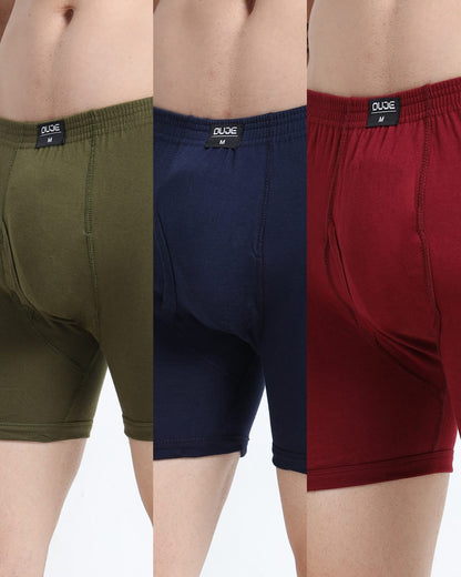 DUJE- Men’s Regular Trunks -3-Pack Combo – Green, Blue & Maroon