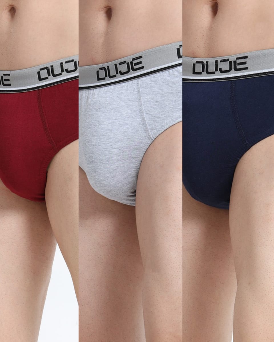 DUJE-Men’s Brief OE - 3-Pack Combo – Maroon, Grey & Blue